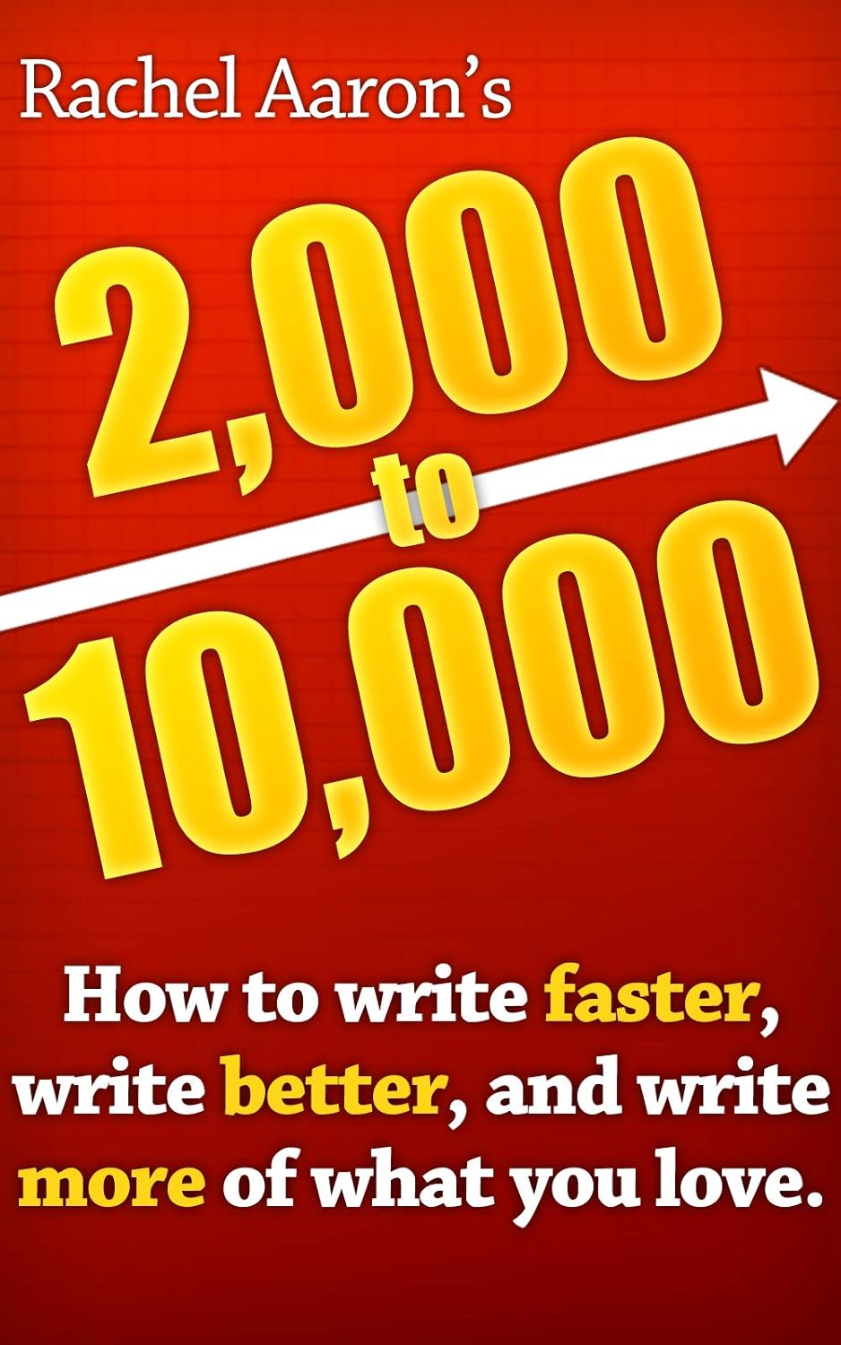 Book cover of '2,000 to 10,000' by Rachel Aaron with a red background and yellow text.