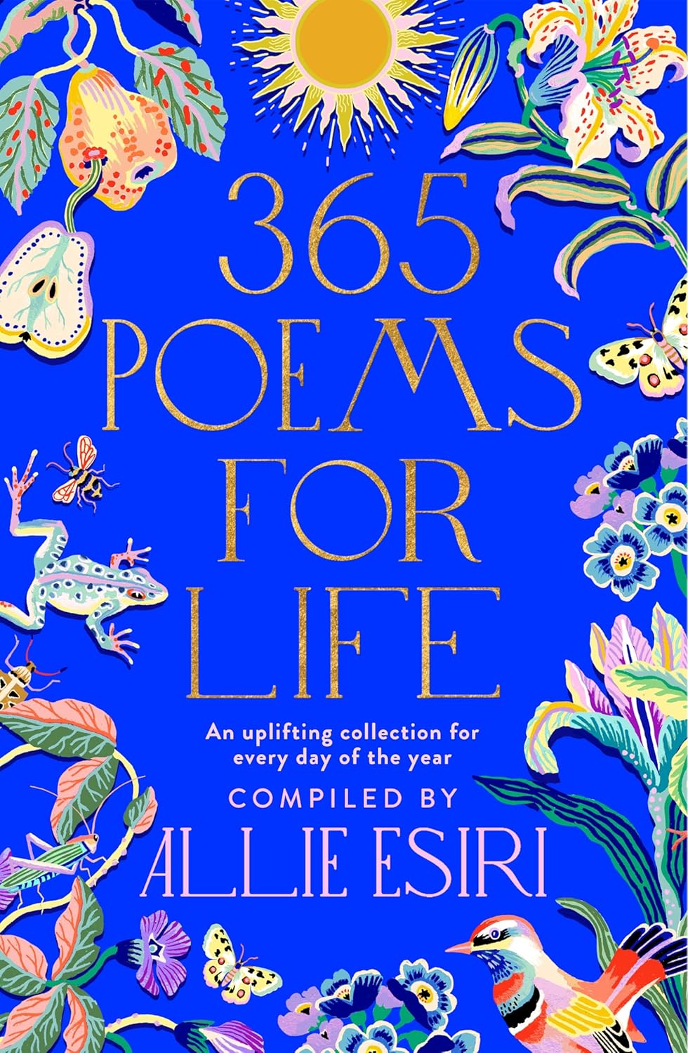 Book cover of '365 Poems for Life' with colorful illustrations on a blue background