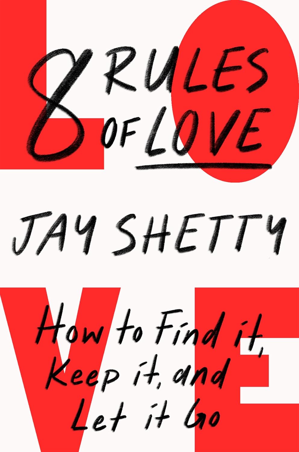 Book cover of '8 Rules of Love' by Jay Shetty with red and black design.